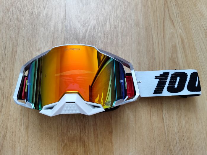 Мото окуляри 100% ARMEGA Goggle HiPER White - Silver Mirror Lens